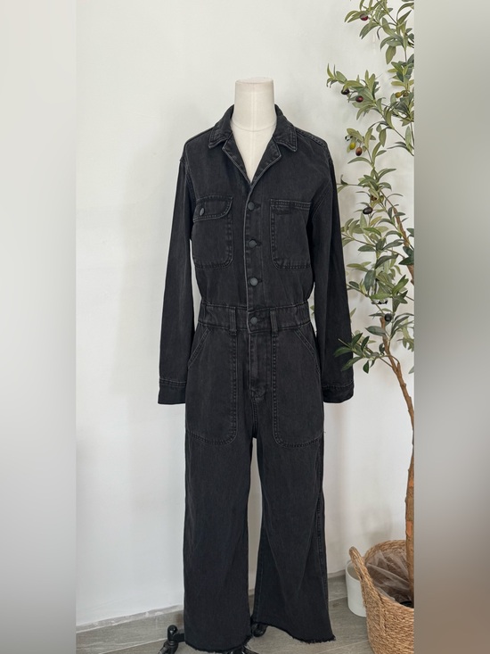 Universal Thread Pants - Universal Thread Black Denim Jumpsuit Women’s Size 6 Utility Wide Leg Coverall